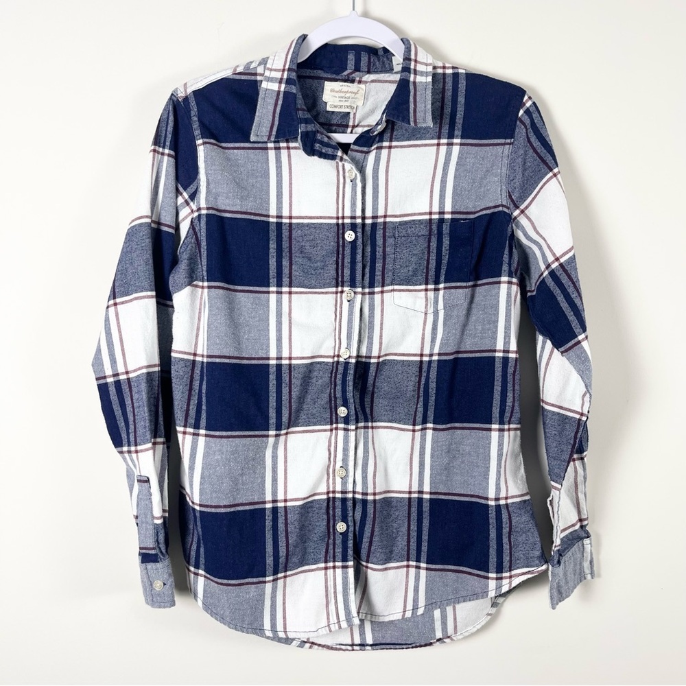 Weatherproof Vintage Comfort Stretch Womens Plaid Button Down Shirt Size Medium